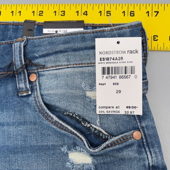 NEW SEE THRU SOUL Distressed High Rise Boyfriend Cut-off Short Size 29 33W 0029 - Picture 4 of 8